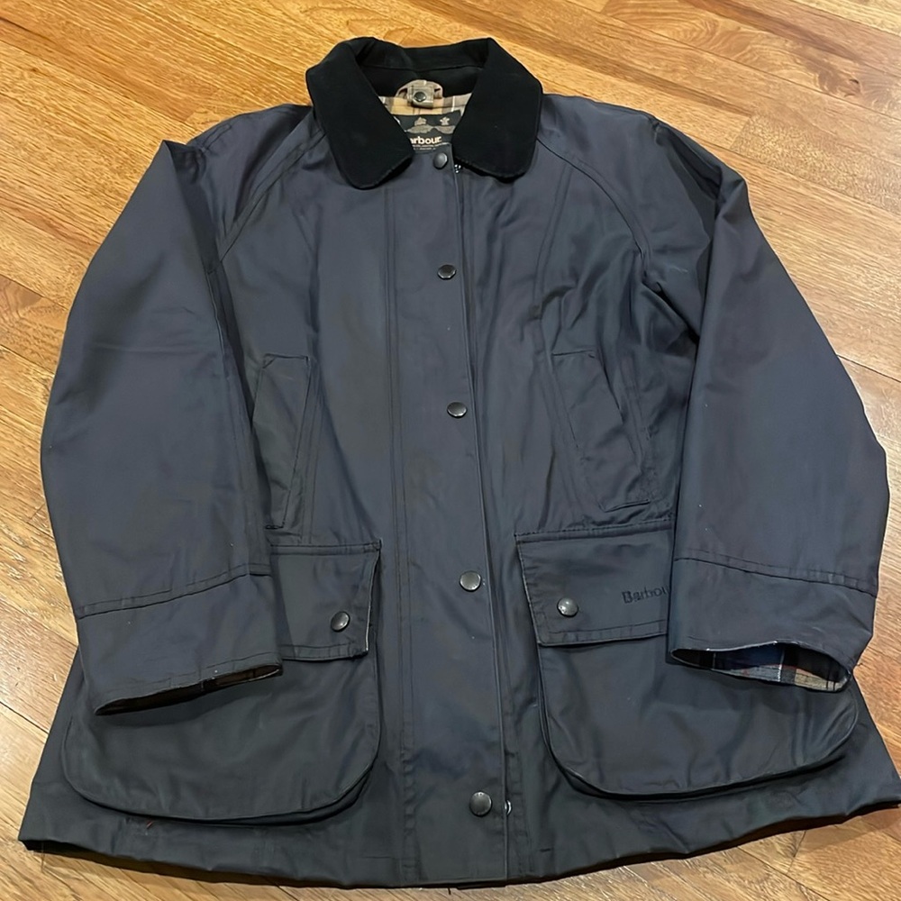 Barbour Beadnell Waxed Barn Coat Jacket Size small 6 US, 10 UK
